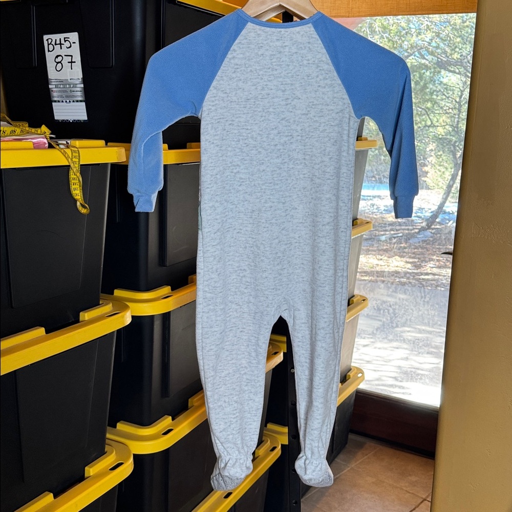 Kids Headquarters Dinosaur Microfleece Footed Sleeper Pajamas Gray & Blue Sz 4T - Picture 9 of 13